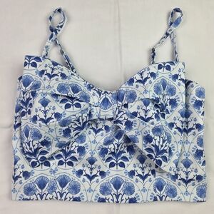 Show Me Your MuMu Blue and White Floral Crop Top